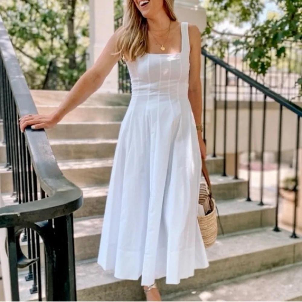 🌺🎉HP🎉🌺 NWT Staud Wells Midi Dress White - Picture 5 of 16